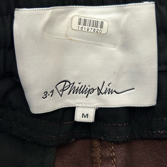 3.1 Phillip Lim Denim Pull On Combo High Rise Straight Leg Brown Pants, Medium - Picture 10 of 13